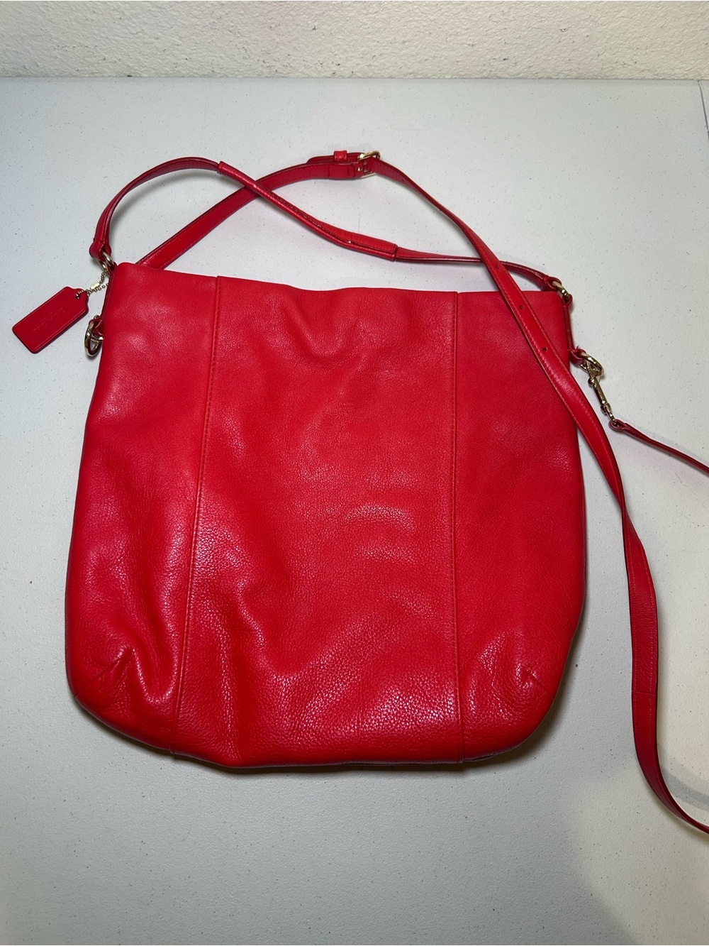 Coach Isabelle Red Pebbled Leather Shoulder Crossbody Bag - Picture 7 of 9